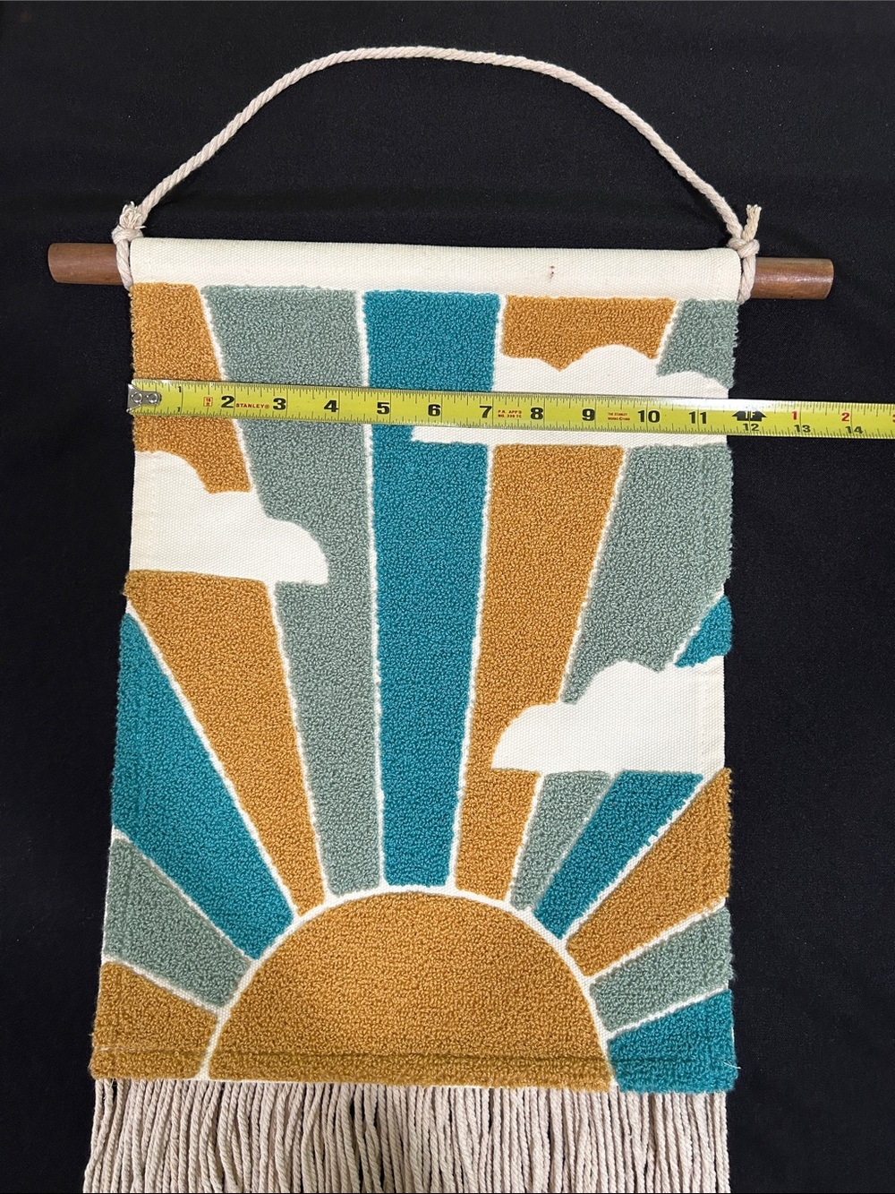 Boho Sunrise Wall Hanging - Teal, Mustard, Sage, White - Picture 6 of 7